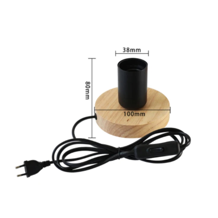 lampe table moderne minimaliste bois naturel noir géométrique câble interrupteur tringleEUR