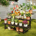 support plantes moderne banc jardin marron foncé structure bois barres horizontales 80 100 120