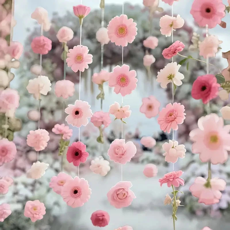 décoration mariage guirlande fleurs artificielles rose romantique intérieur extérieur festive