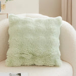 taies d'oreiller velours fourrure couleurs unies moderne canapé hiver pastel clair beige gris marron