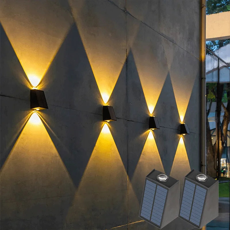 lampes murales solaires modernes led noires lumière jaune ip65 étanchesextérieur minimalistes