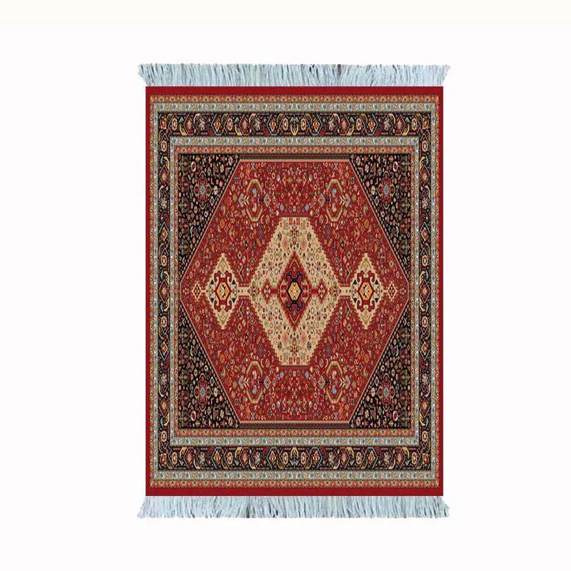 tapis souris non glissant ornements floraux rouge bleu beige dense traditionnel