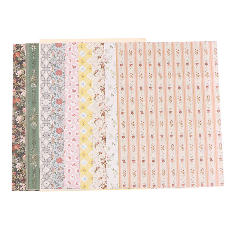 papier peint adhésif miniature fleurs vintage maison poupée décoration murale petite taille