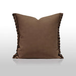 taies d'oreiller jacquard patchwork moderne rayées marron doré élégantes respectueuses environnement adhésives maison