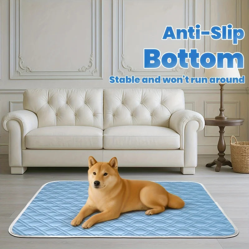 tapis refroidissement animal quilté anti dérapant bleu clair moderne polyester