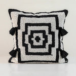 coussin noir blanc brodé géométrique moderne fixé 45x45cm décoration