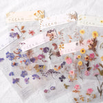 sticker decoratif fleur seche vintage romantique violet rose jaune beige vert adhesif individuel