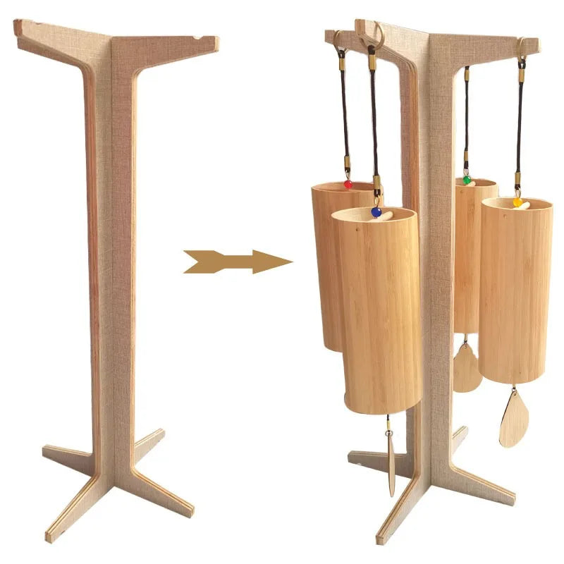 supports cloches vent bois naturel rouge motifs modernes minimalistes cloches