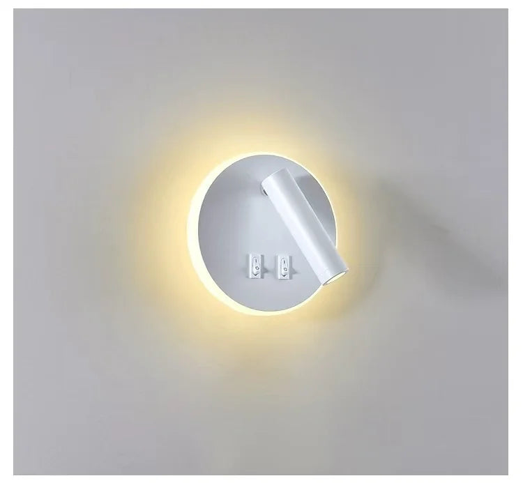 lampe murale moderne led 8w 5w blanc noir carrée ronde interrupteur électrique