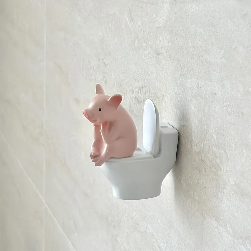 figurine porc rose toilettes decoration amusante résine durable unique maison
