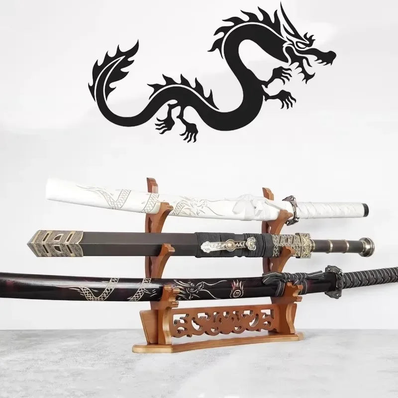 support étagère sabres bois sculpté motifs floraux moderne vis fixations noir