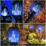 lampe solaire fleur décorative extérieure effet flamme violet bleu orange jardin jardinage extérieur moderne