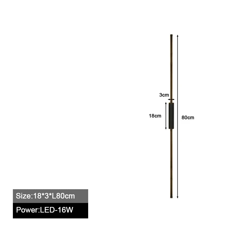 lampes murales led modernes minimaliste noir blanc chaud 60cm 80cm 100cm chambre cuisine salle