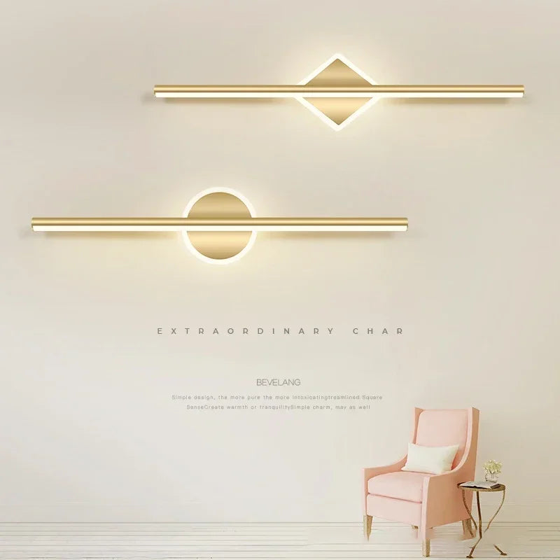 applique murale led moderne argentée dorée geometrique minimaliste chambre salon
