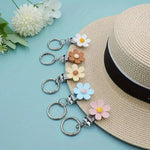 porte clés pince chapeau fleurs simples moderne minimaliste beige blanc jaune rose adhésif voyage