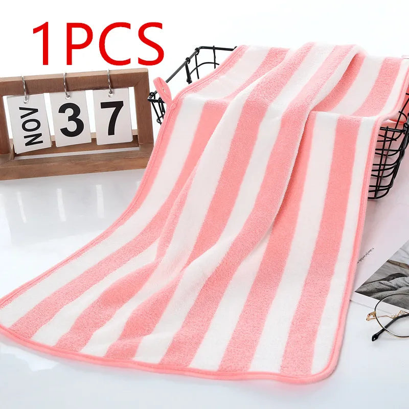 serviettes bain microfibre séchage rapide rayées moderne rose bleu vert gris blanc adultes