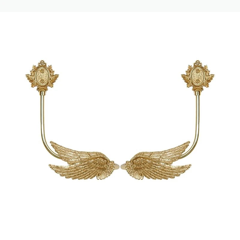 boucles rideau or ailes sculptées classiques décoratives noels dorés deux pièces
