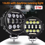 projecteur led phare noir ribbed moderne vis fixé 12v 24v antibrouillard éclairage routier haute