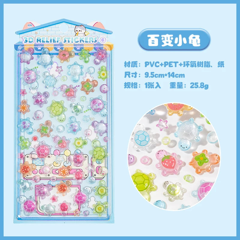 sticker 3d kawaii alimentaire animal multicolore bricolage scrapbooking coque téléphone cadre photo