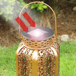 lanterne solaire suspendue led bronze or orientale extérieure ajourée festive autocollante