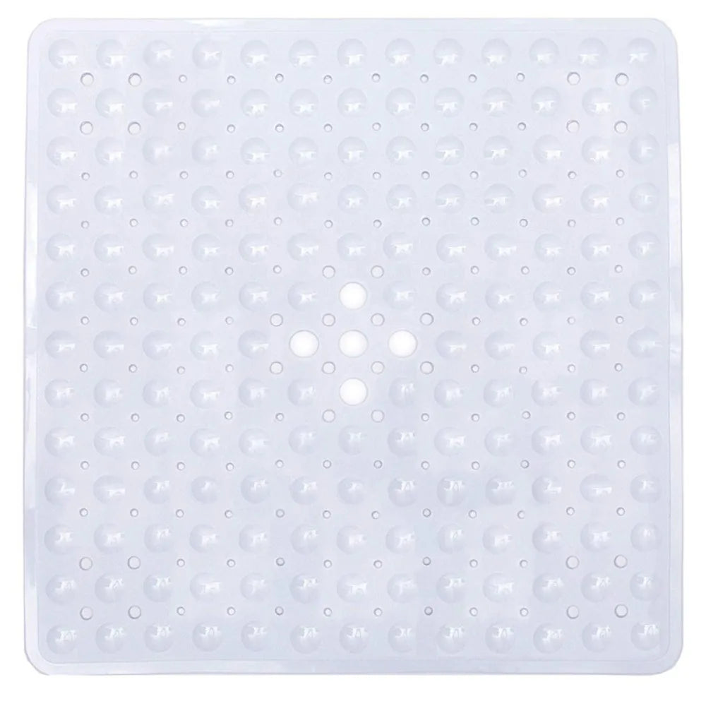tapis bain antidérapant pvc bleu blanc noir perforé moderne adhésif 53x53cm
