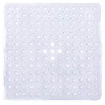 tapis bain antidérapant pvc bleu blanc noir perforé moderne adhésif 53x53cm