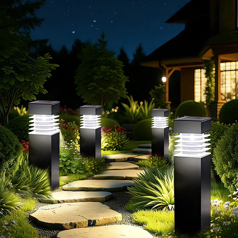 lampes solaires extérieures modernes noires rayures horizontales ip65 led tringle jardin villa parc