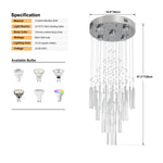 lustre suspendu moderne cristal argenté gouttes transparentes intérieur luxe