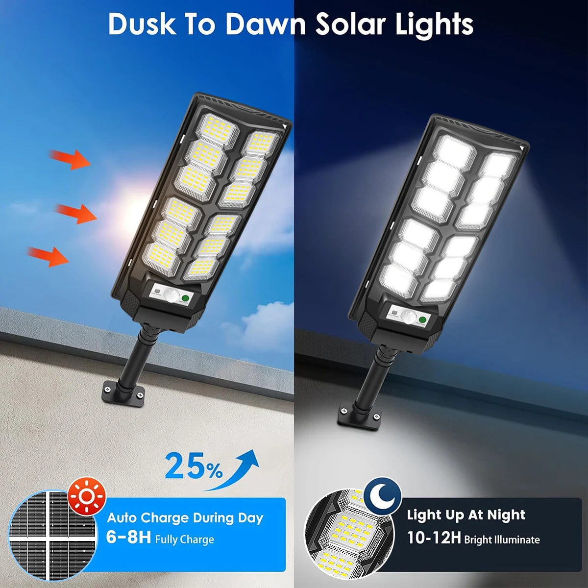 lampe solaire 192 led noir moderne détecteur mouvement ip65 autoadaptativeextérieur
