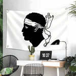 drapeau corse tête masculine foulard graphique noir blanc intérieur extérieur decoration chambre salon