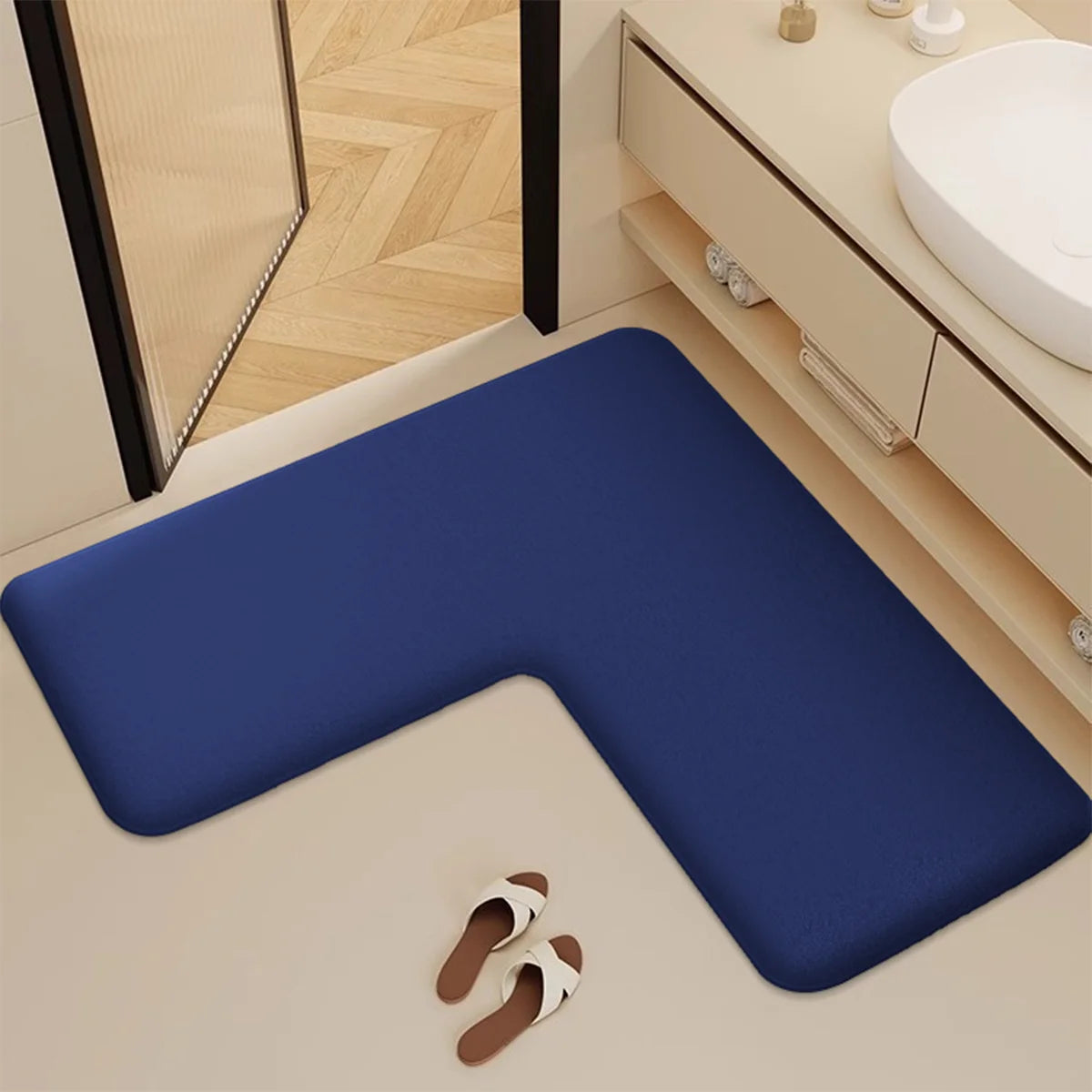 tapis sol antidérapant polyester gris moderne salle bain douillet taille 120x120cm 75x75cm