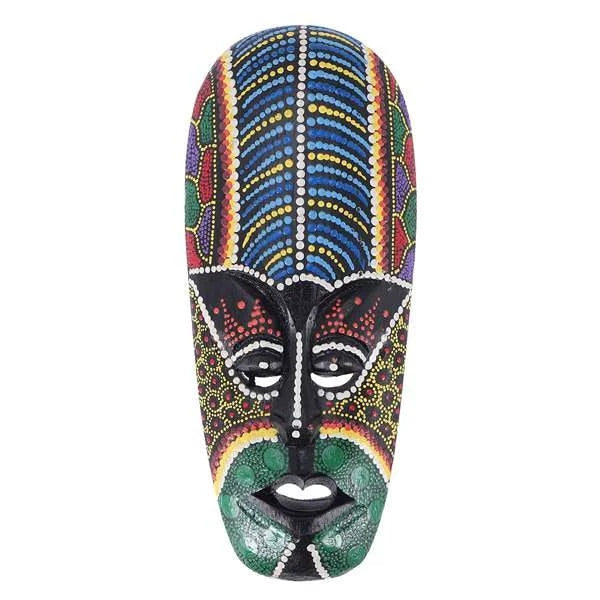 masque decoratif africain bois peint geometrique mural decoration maison tribale