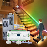 bande led multicolore contrôleur es32 capteur pir alimentation 12v câbles raccordement moderne adhésif 5m