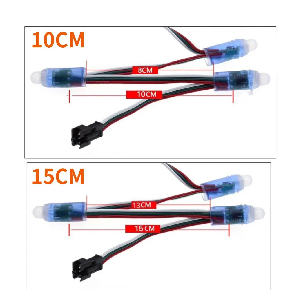 lumières led ws2811 full color 50 pcs 10cm 15cm cable electronique