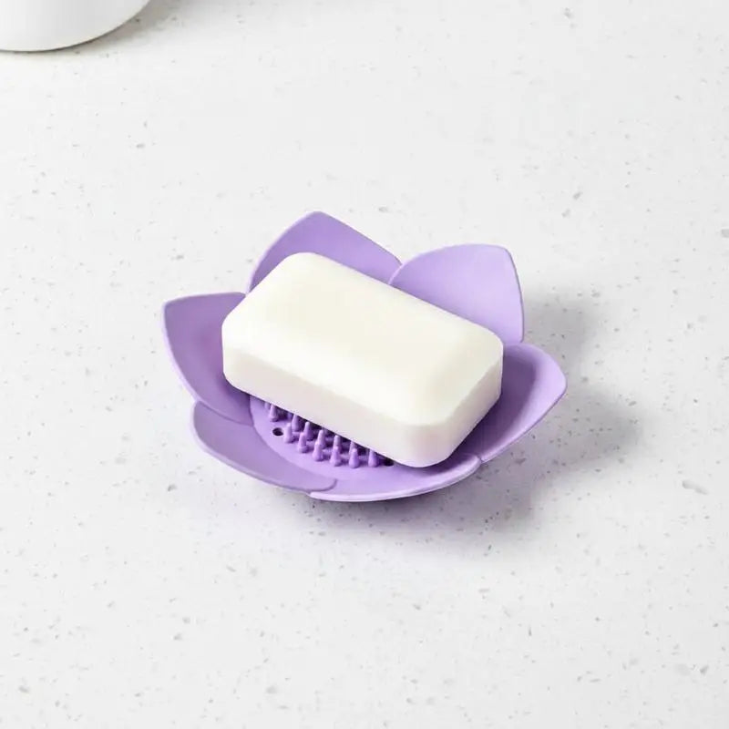 support savon moderne fleur lotus adhésif couleurs vert violet jaune rose gris opaquet