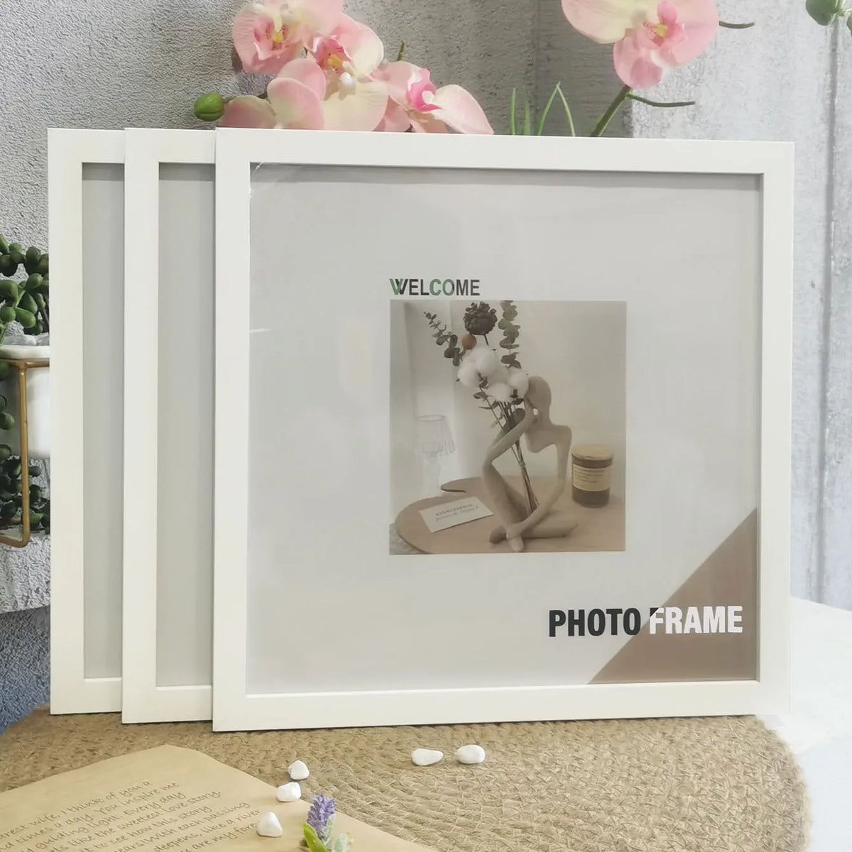 cadres photo modernes noir blanc bois 15x15cm 20x20cm 25x25cm 30x30cm mur