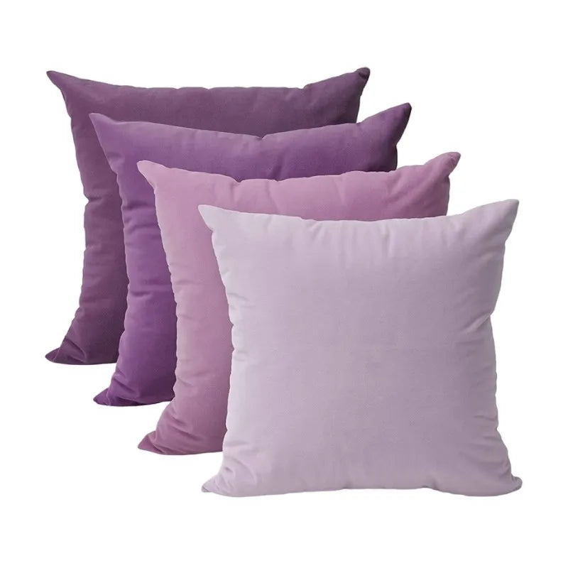 housse coussin violet velours doux décoration canapé chambre lit moderne unis 30x50cm 45x45cm