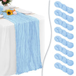 champêtre élégante table runner bleu clair texturée semi transparente décoration intérieure événementielle mariage pique