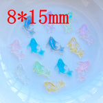 poissons résine colorés transparents violet bleu jaune rose 8x15mm figurines scrapbook nail art decoration