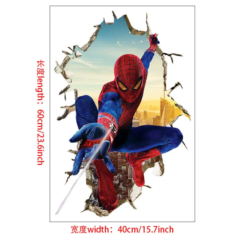sticker mural 3d super héros hulk iron man captain america thor rouge bleu vert