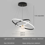 lampe suspendue moderne scandinave anneau métallique noir blanc doré salon chambre