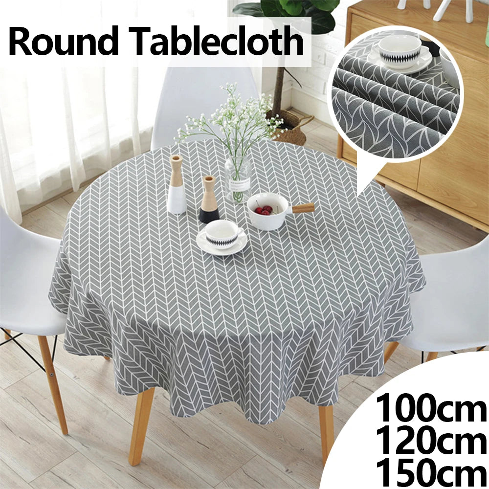 nappe ronde gris jaune moderne 100cm 120cm 150cm motifs géométriques abstraits table décoration intérieureextérieur