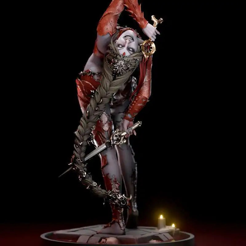 statue résine rouge noire détails métalliques gothique articulée anniversaire 14+