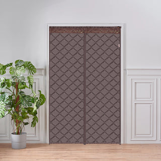 rideau isolant magnétique porte d'entrée marron losange texture moderne opaque