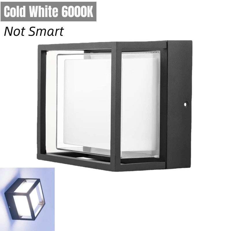 lampe murale led ip65 étanche controle vocal google alexa contemporaine noire 16cm