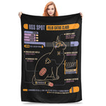 couverture polyester anti boulochage portable dessin chat noir details dorés pique nique maison 80x60cm