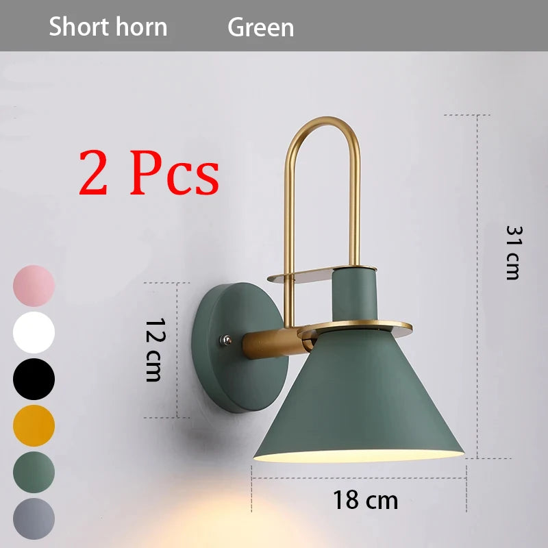 lampe murale moderne conique vis fixation noir blanc rose bleu marine jaune gris minimaliste