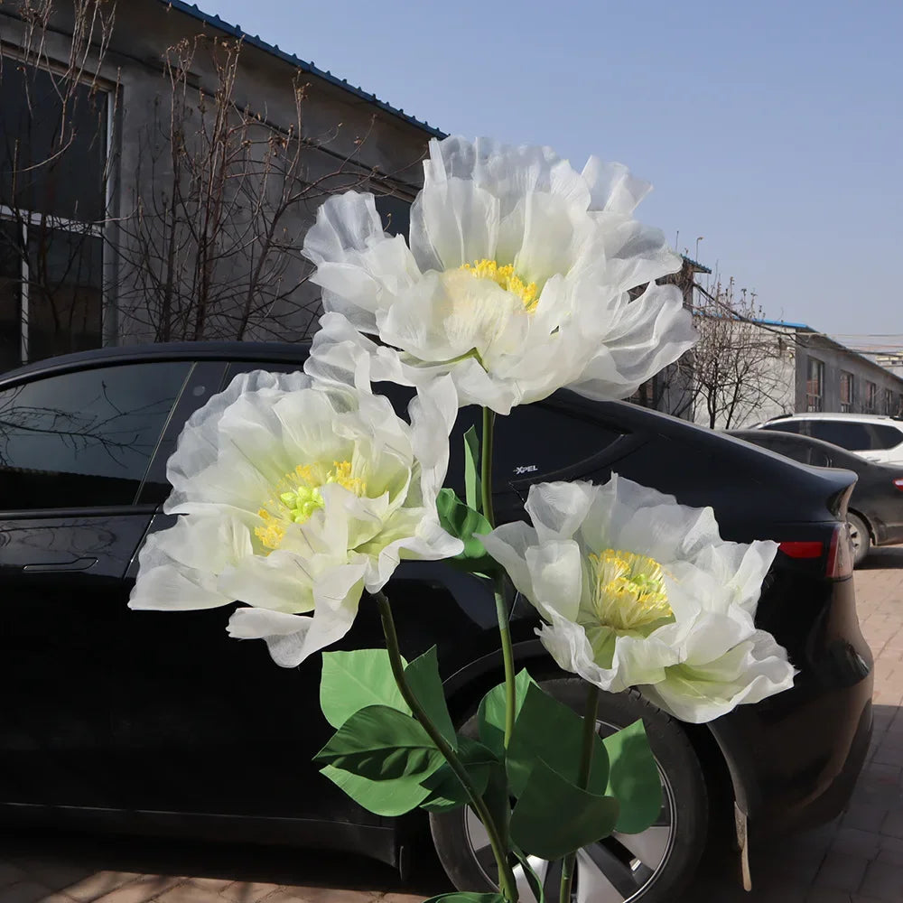 décoration intérieure moderne fleur artificielle pivoine rose clair blanc vert soie 40 60 cm