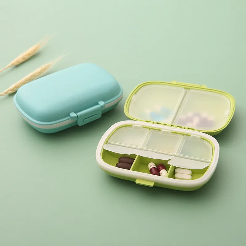 boîte pilules moderne portable compartiments repas jour rangement tablettes plastique mat vert rose bleu
