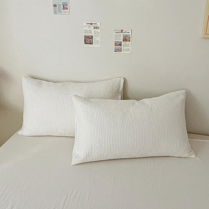 protège oreiller coton texture relief moderne enveloppe blanc maison pièces